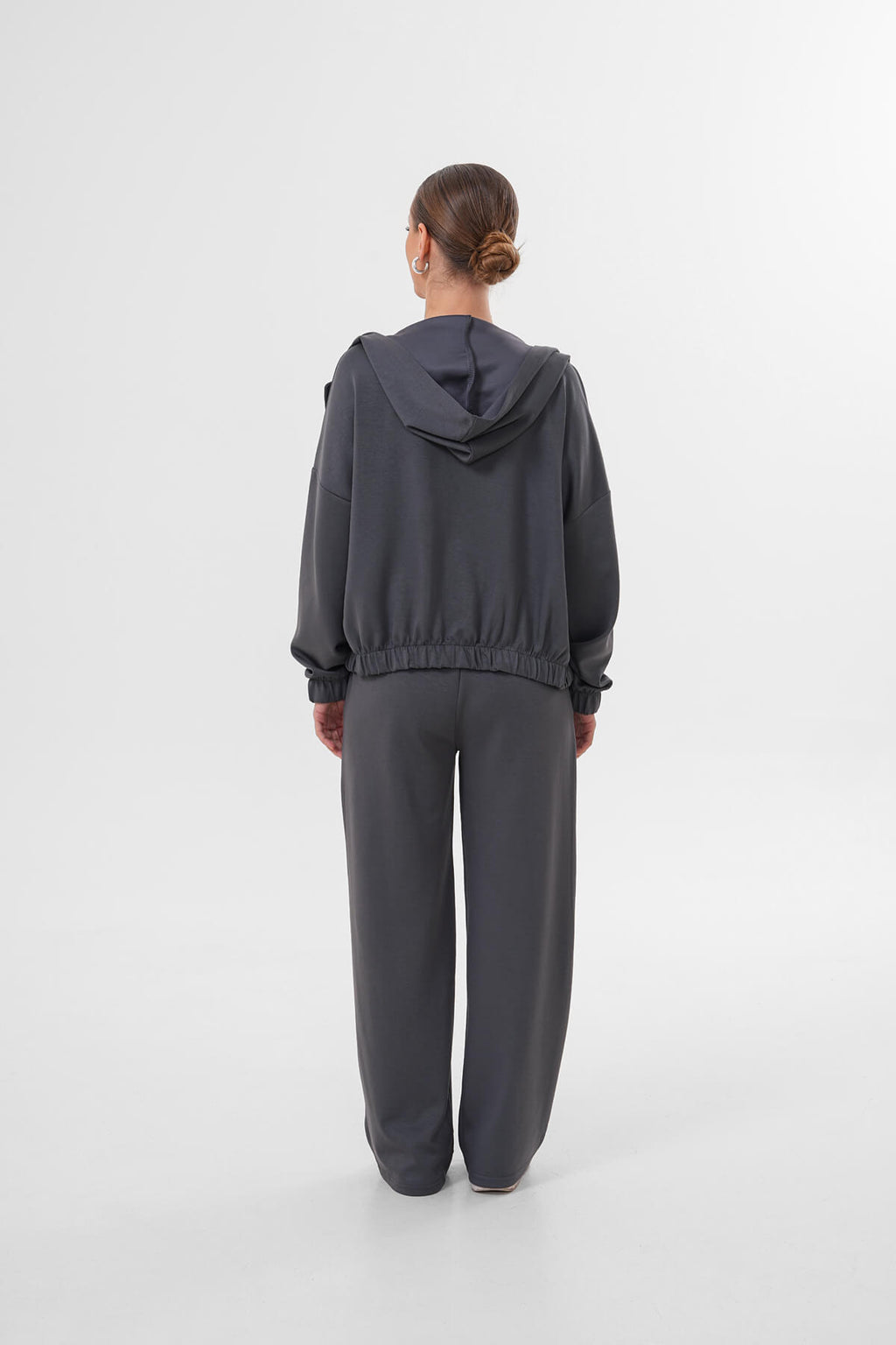 Renk: Füme | Çıtçıtlı Kapüşonlu Ceket Sweat