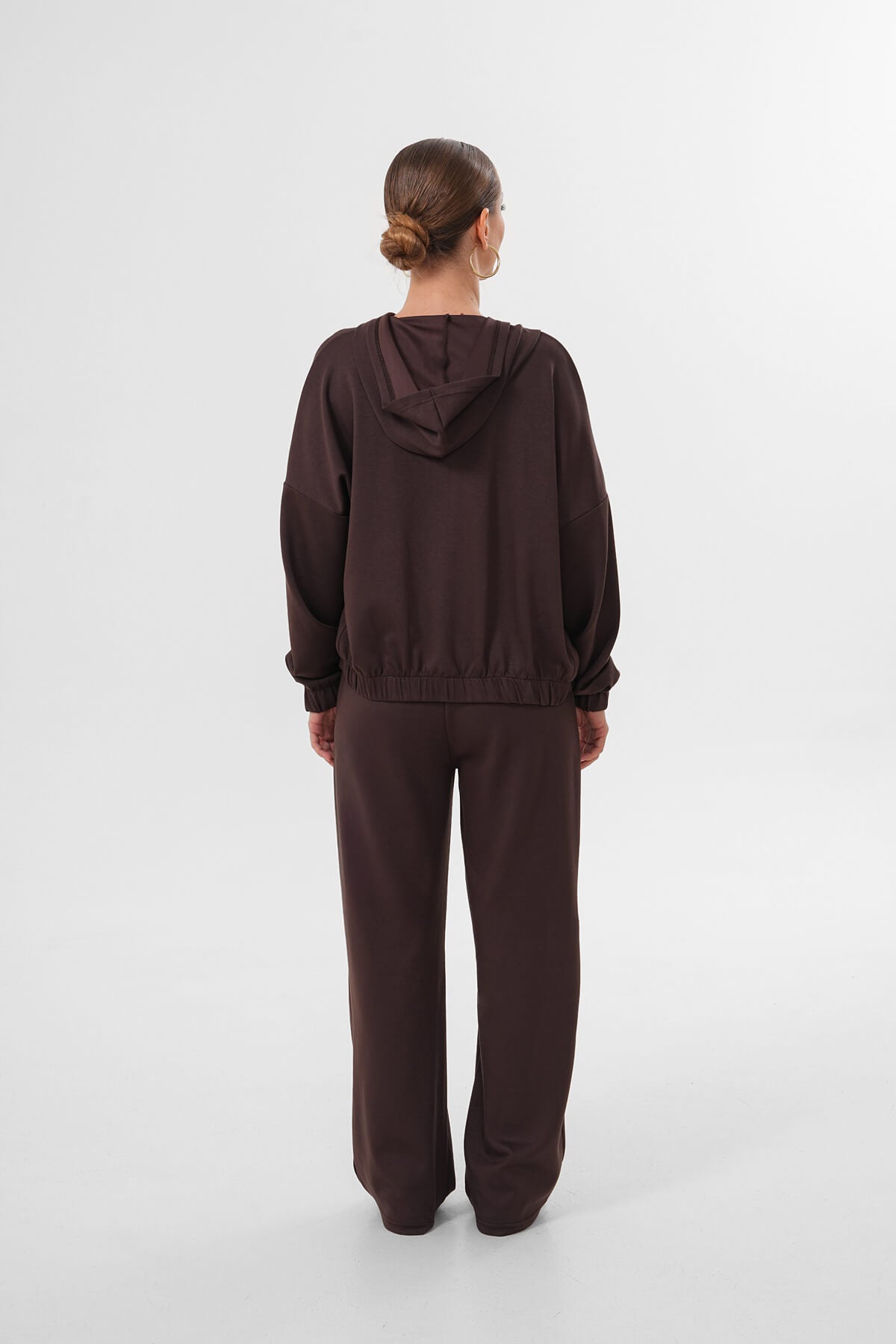 Renk: Kahverengi | Çıtçıtlı Kapüşonlu Ceket Sweat