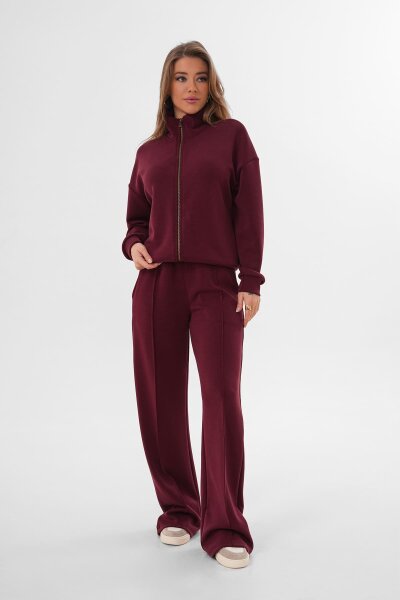 Renk: Bordo | Dik Yaka Sweatshirt