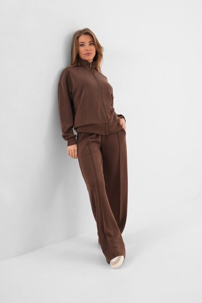Renk: Kahvrengi | Dik Yaka Sweatshirt