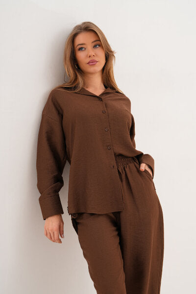 Renk: Kahverengi | Dantel Detaylı Takım