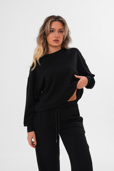 Renk: Siyah | Oversıze Sıfır Yaka Sweat