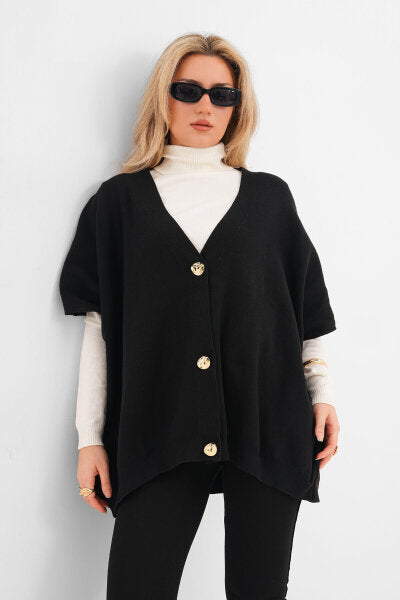 Renk: Siyah | Oversize Triko Hırka