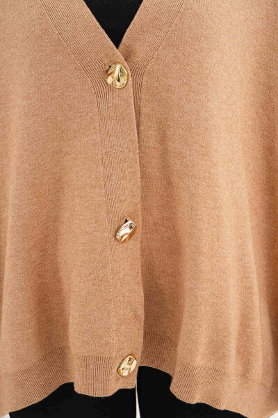 Renk: Vizon | Oversize Triko Hırka