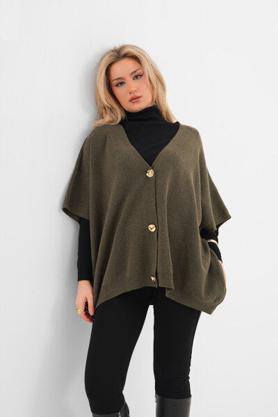 Renk: Haki | Oversize Triko Hırka