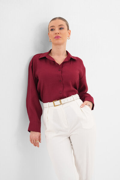 Renk: Bordo | Minimal Modal Gömlek