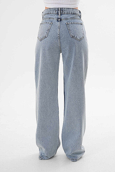 Renk: Mavi | Taş Detaylı Denim Pantolon