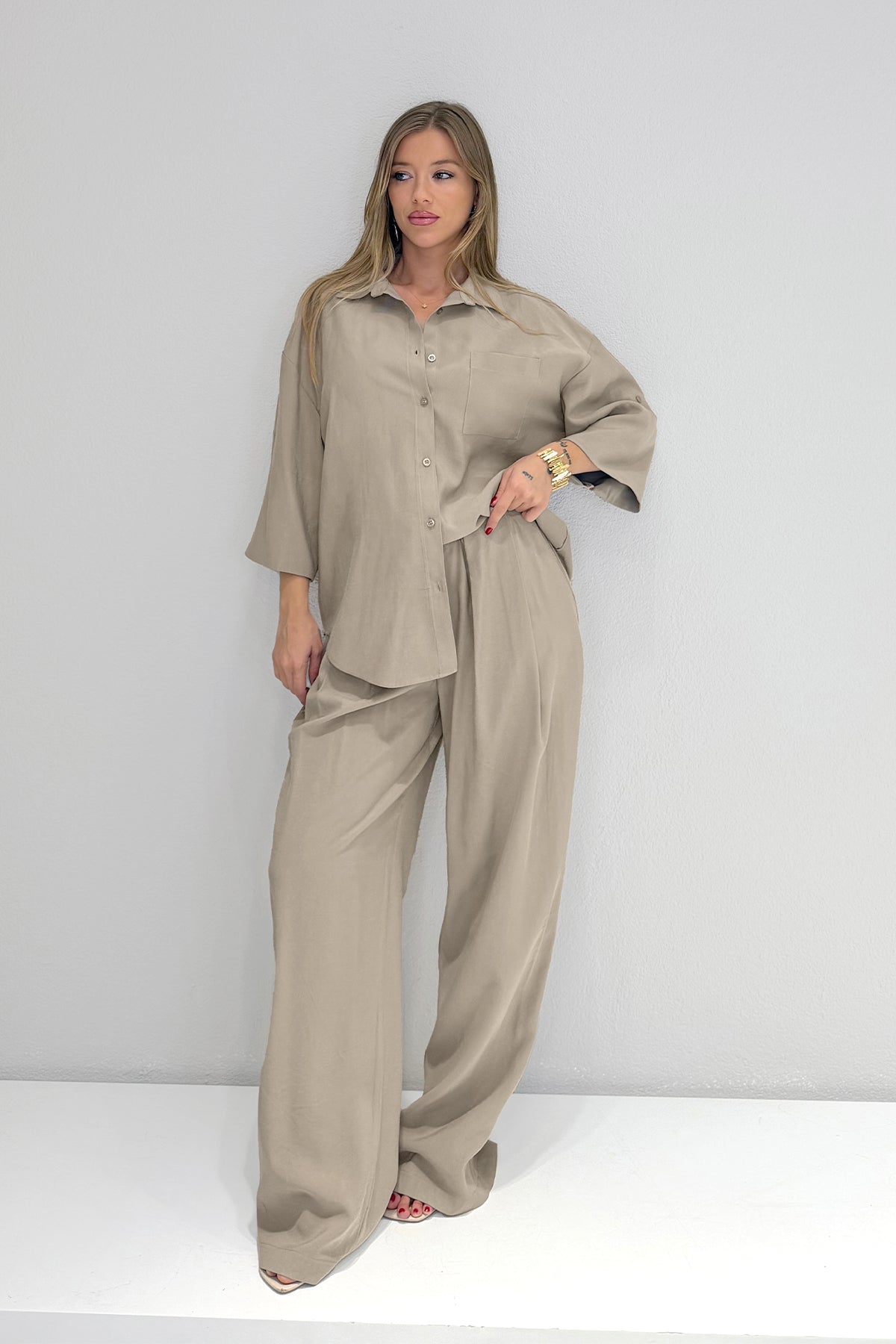 M2106 Bağcıklı Pantolon Bej