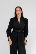 M2002 Kemerli Blazer Ceket Siyah