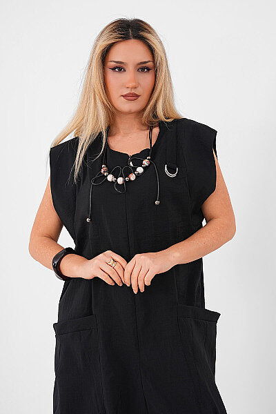 Renk: Siyah | Oversize Kolsuz Tulum