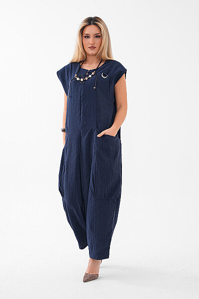 Renk: Lacivert | Oversize Kolsuz Tulum