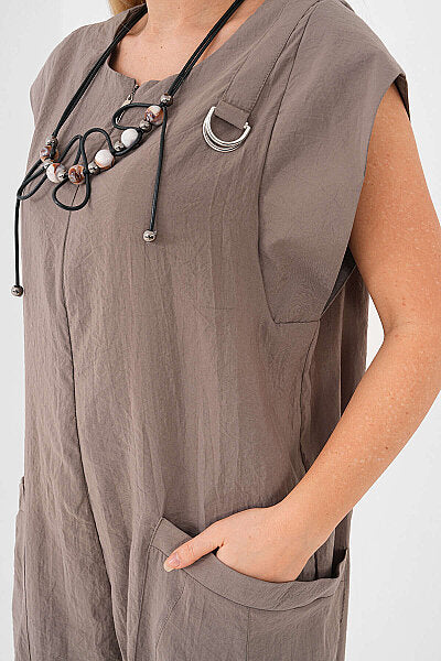 Renk: Vizon | Oversize Kolsuz Tulum