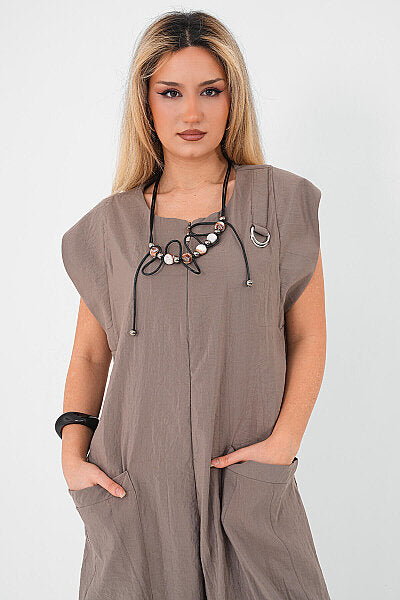 Renk: Vizon | Oversize Kolsuz Tulum