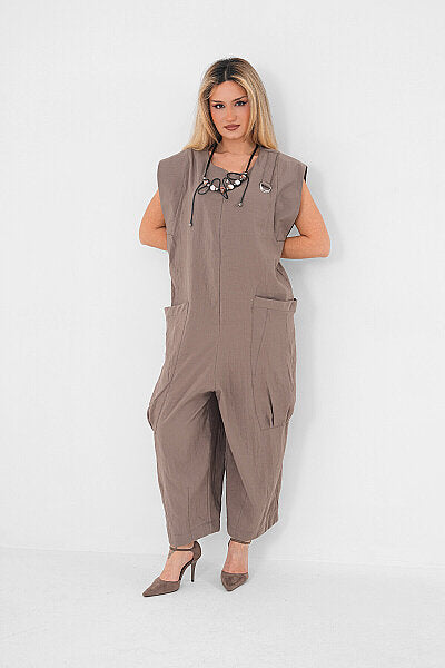 Renk: Vizon | Oversize Kolsuz Tulum