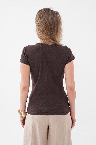 Renk: Kahverengi | Slim Fit T-Shirt