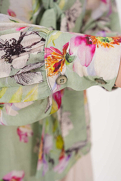 Renk: Çağla | Yaka Bağlamalı Oversize Bluz