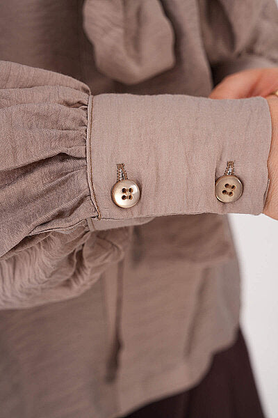 Renk: Beyaz | Yaka Bağlamalı Oversize Bluz