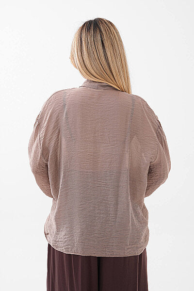 Renk: Beyaz | Yaka Bağlamalı Oversize Bluz
