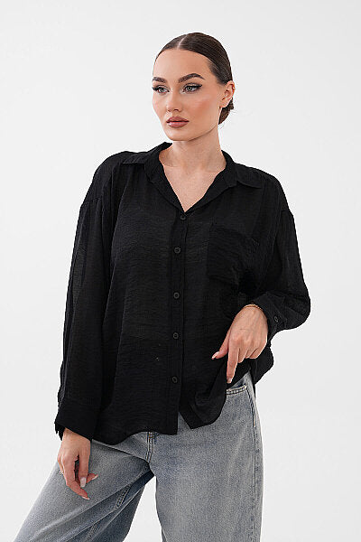 Renk: Siyah | Transparan Oversize Gömlek