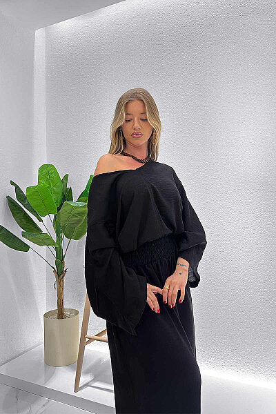 Renk: Siyah | Oversize Bağlama Detaylı Bluz