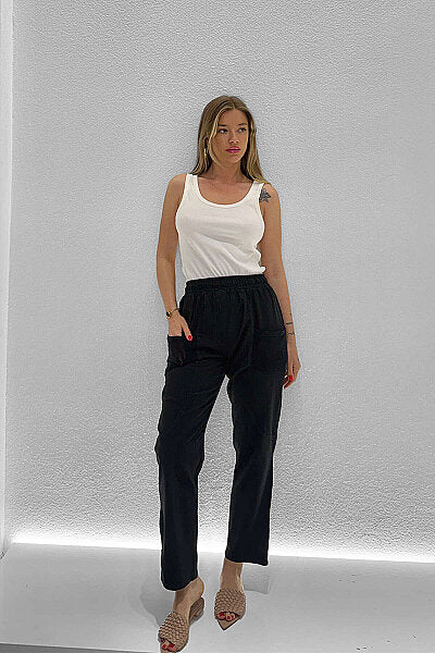 Renk: Siyah | File Cep Detaylı Pantolon