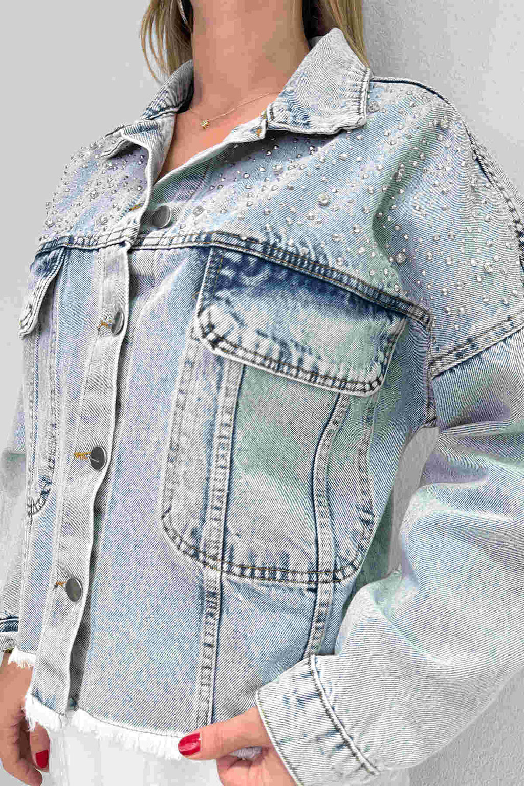 M1054 Taş Detaylı Denim Ceket