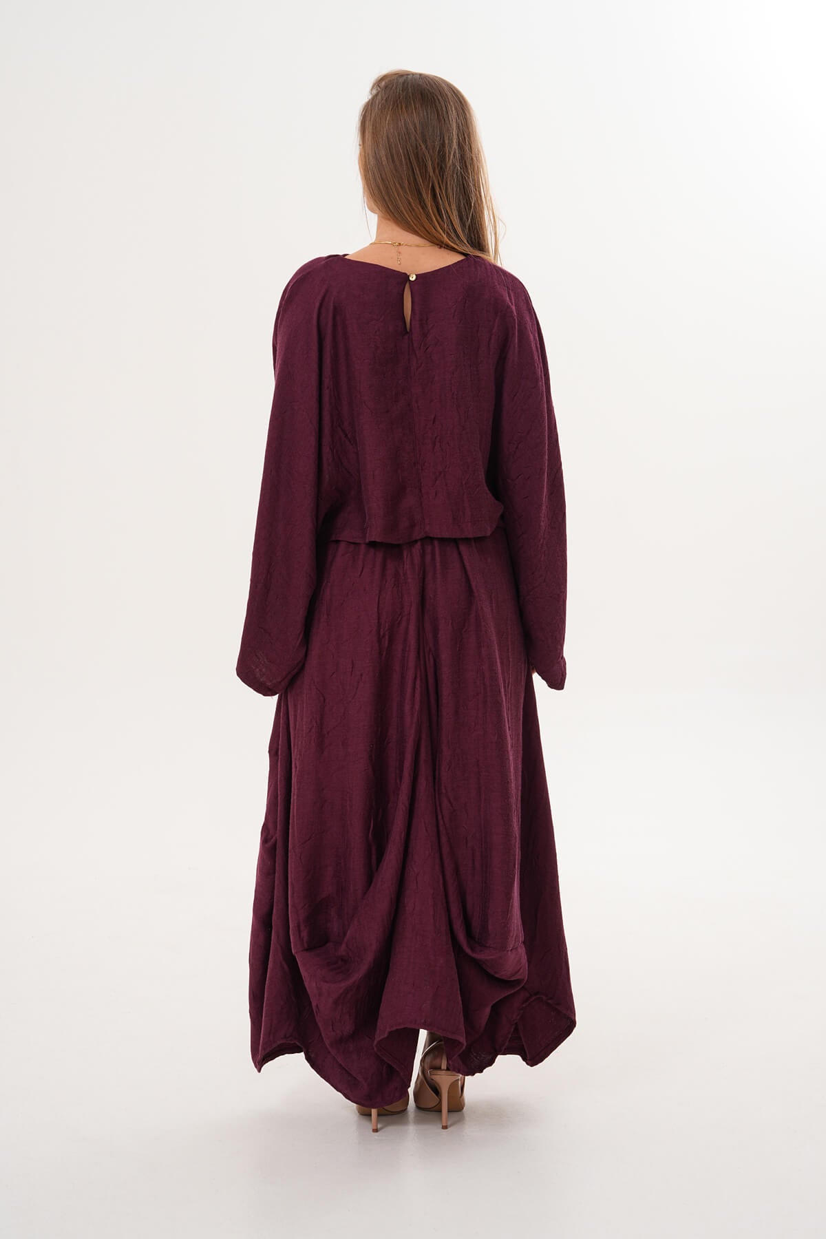 Renk: Bordo | Yarasa Kol Bluz