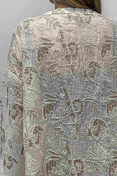 Renk: Kahverengi | Nakış Detaylı Kimono