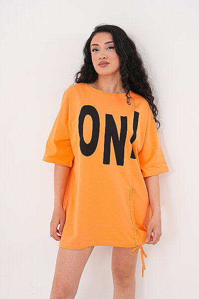 Renk: Somon | Oversize ON! Baskılı Tshirt