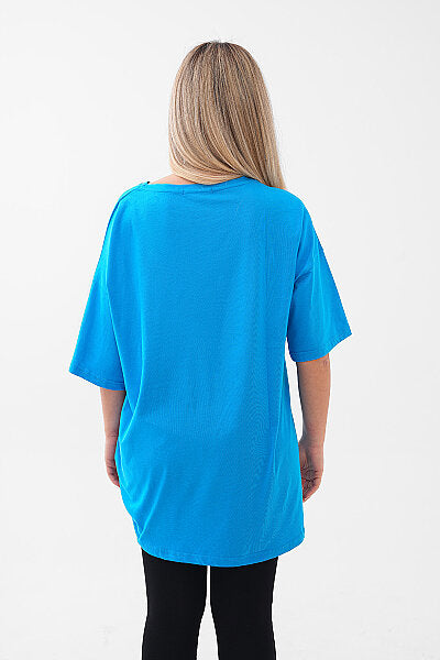 Renk: Turkuaz | Oversize ON! Baskılı Tshirt