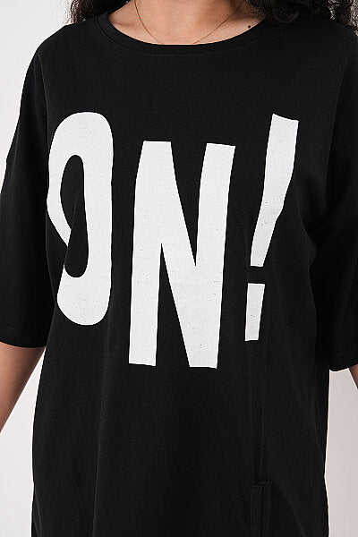 Renk: Siyah | Oversize ON! Baskılı Tshirt