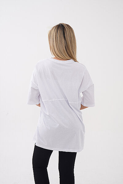 Renk: Beyaz | Oversize Follow Me Baskılı Tshirt