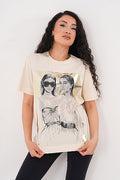 Renk: Bej | İki Kadın Figür Baskılı Tshirt