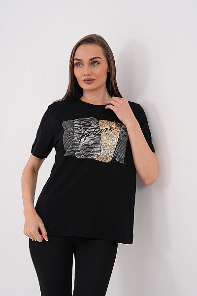 Renk: Siyah | Fature Baskılı Tshirt
