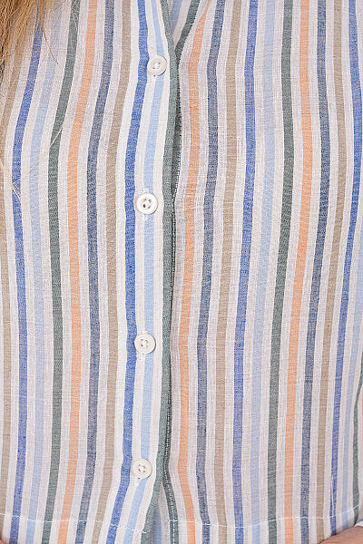 Renk: Renkli Çizgili | T8009 Çizgili Crop Gömlek