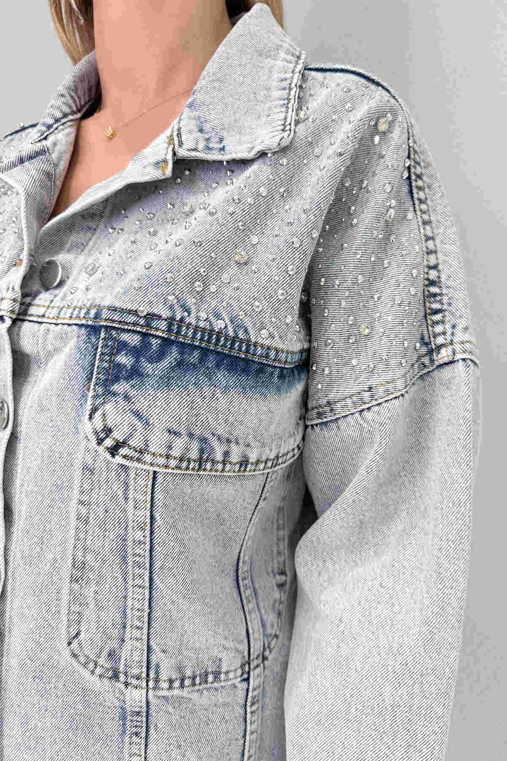 M1054 Taş Detaylı Denim Ceket