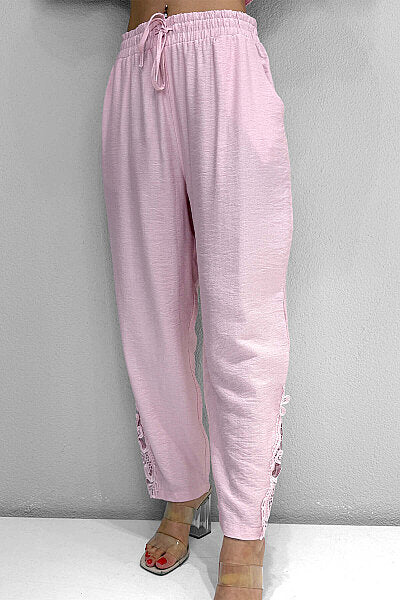 Renk: Pembe | Dantel Detaylı Takım MDG-25-D-77