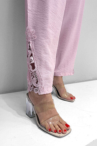 Renk: Pembe | Dantel Detaylı Takım MDG-25-D-77