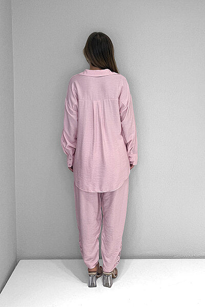 Renk: Pembe | Dantel Detaylı Takım MDG-25-D-77