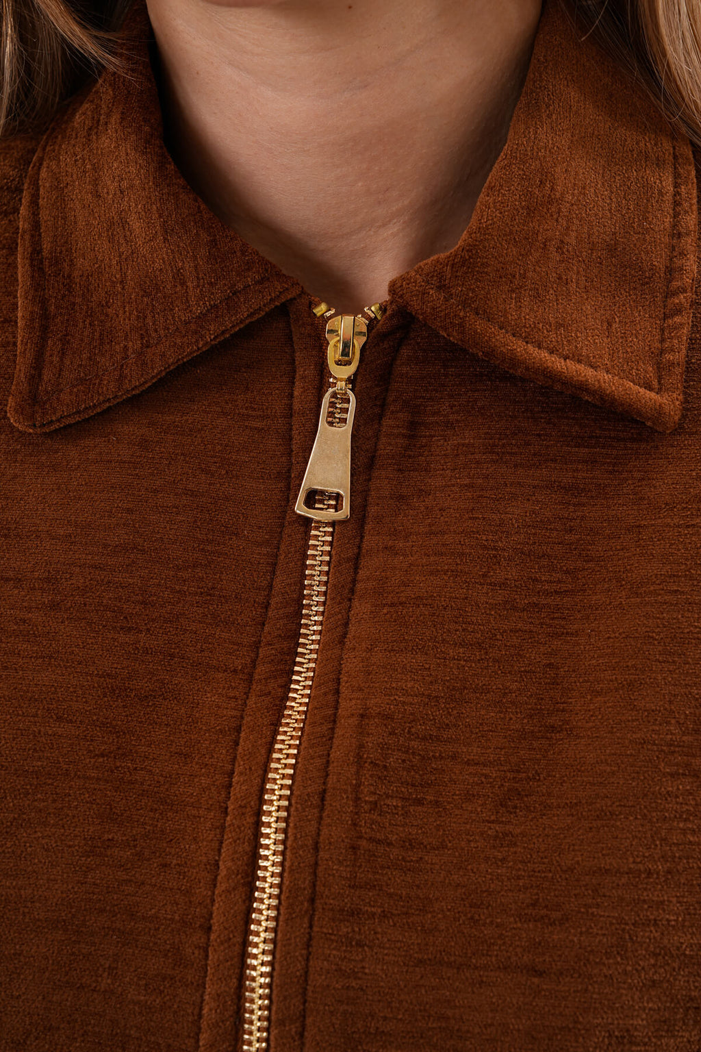 Renk: Taba | Fermuarlı Crop Mont