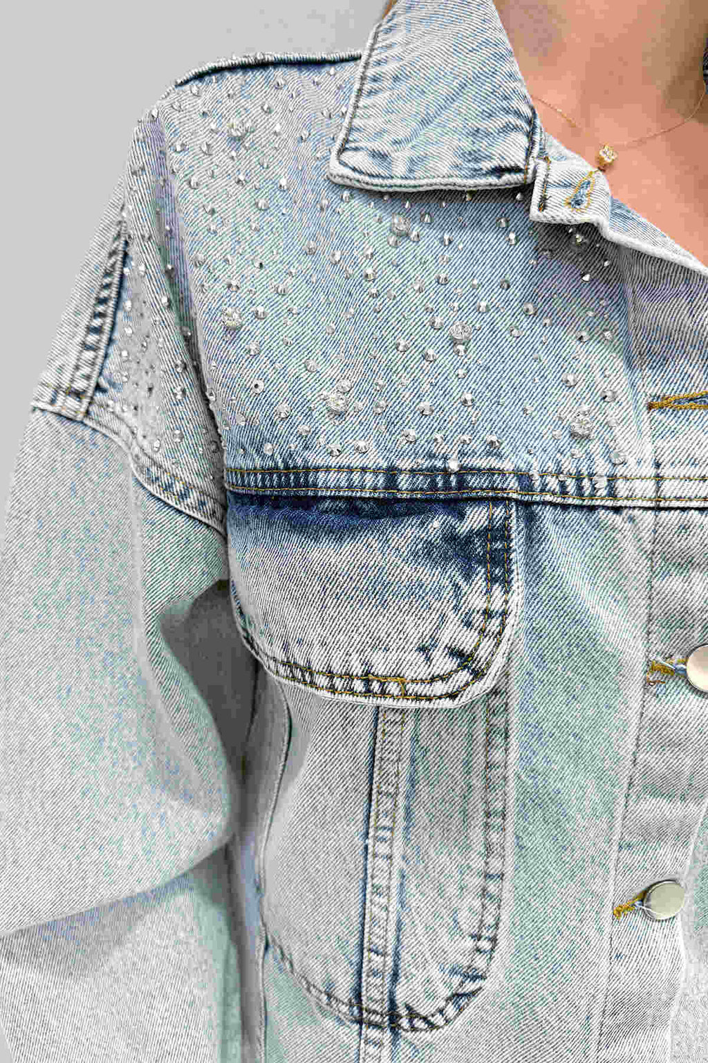 M1054 Taş Detaylı Denim Ceket