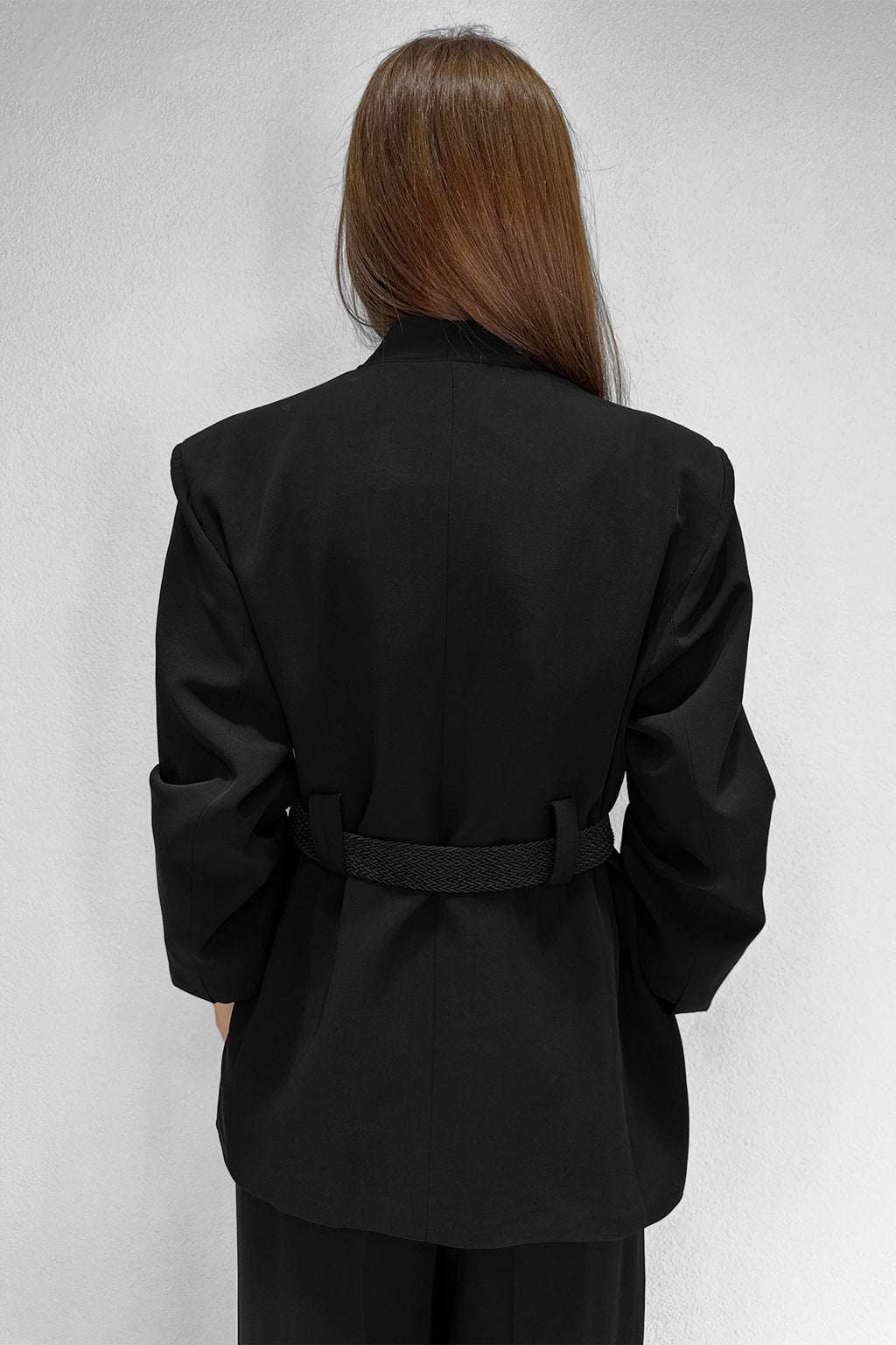 M2002 Kemerli Blazer Ceket Siyah
