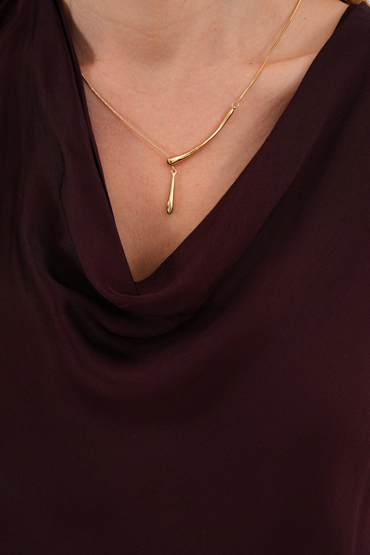 Renk: Kahverengi | Drape Yaka Bluz