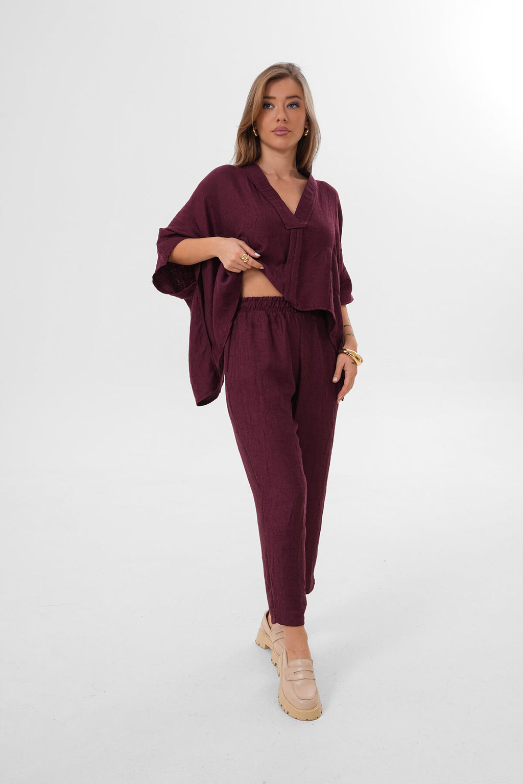 Renk: Bordo | Cepli Havuç Paça Pantolon