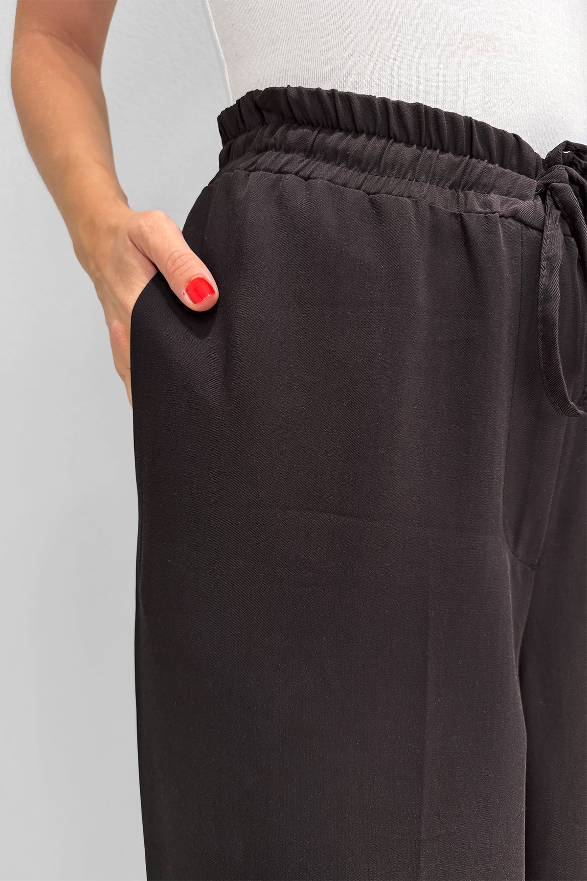 M2002 Geniş Paça Bağcıklı Pantolon Kahverengi