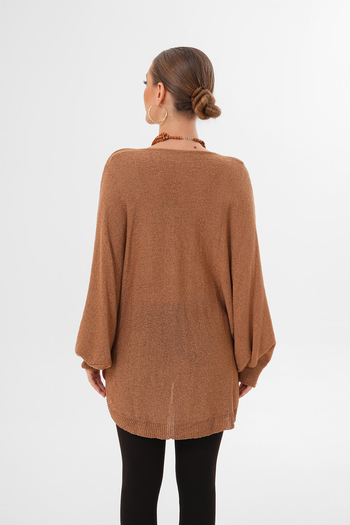 Renk: Camel | Çapraz Drapeli Triko Bluz
