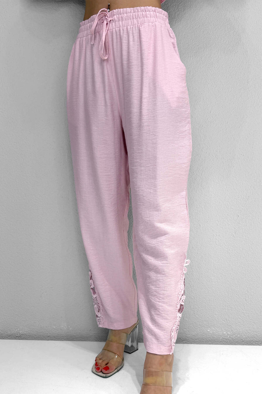 Renk: Pembe | Dantel Detaylı Takım MDG-25-D-77