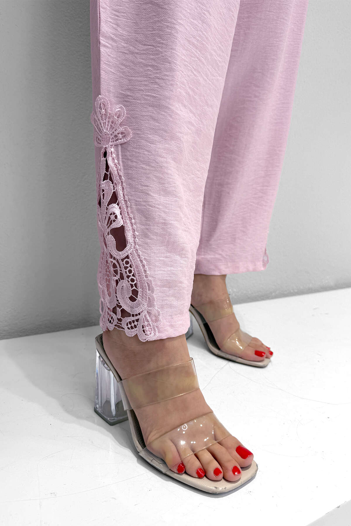 Renk: Pembe | Dantel Detaylı Takım MDG-25-D-77