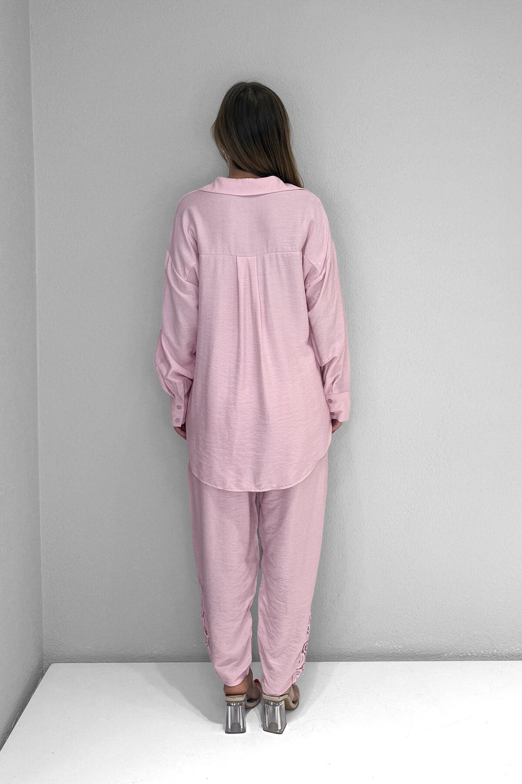 Renk: Pembe | Dantel Detaylı Takım MDG-25-D-77