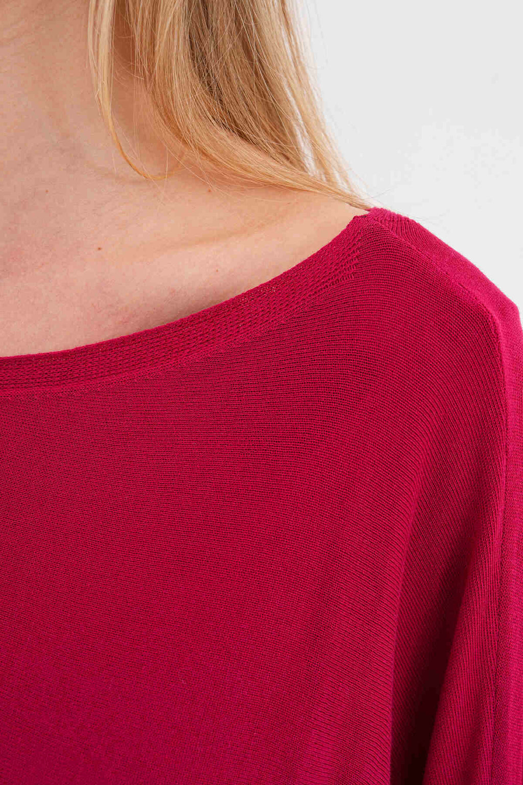 Renk: Bordo | Oversize Yarasa Kol İnce Triko Bluz